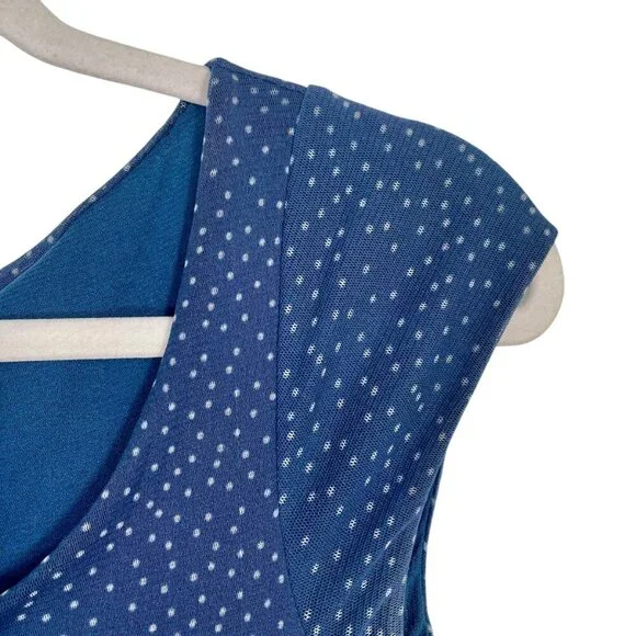 Anthropologie Weston Blue Polka Dot Chiffon Midi Dress XS Fit Flare - Picture 5 of 15